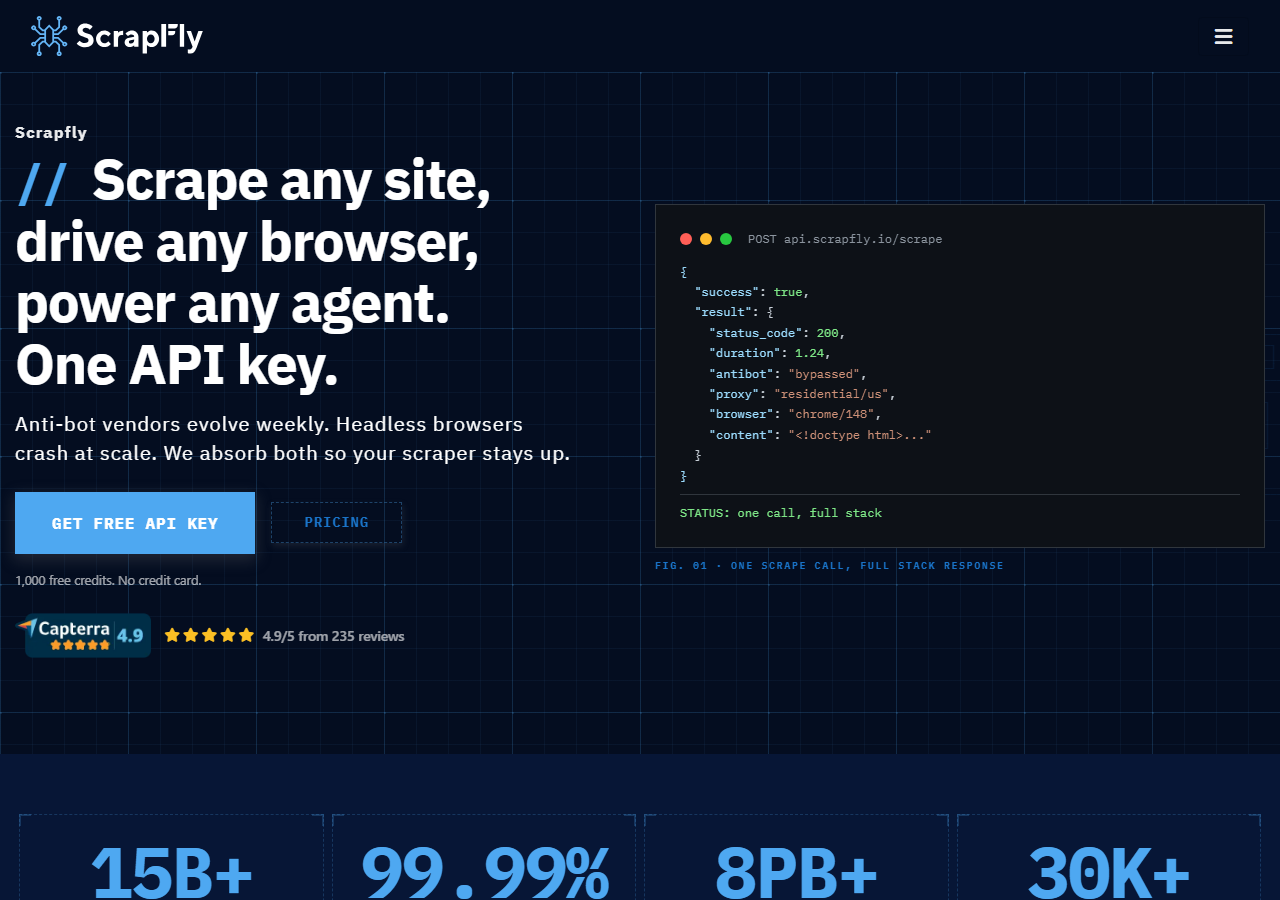 Scrapfly homepage