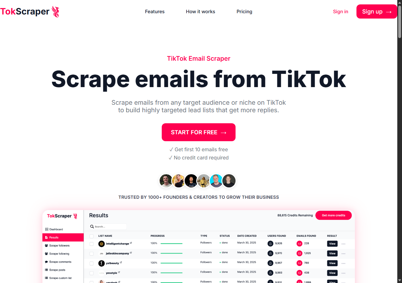 TokScraper TikTok email scraper
